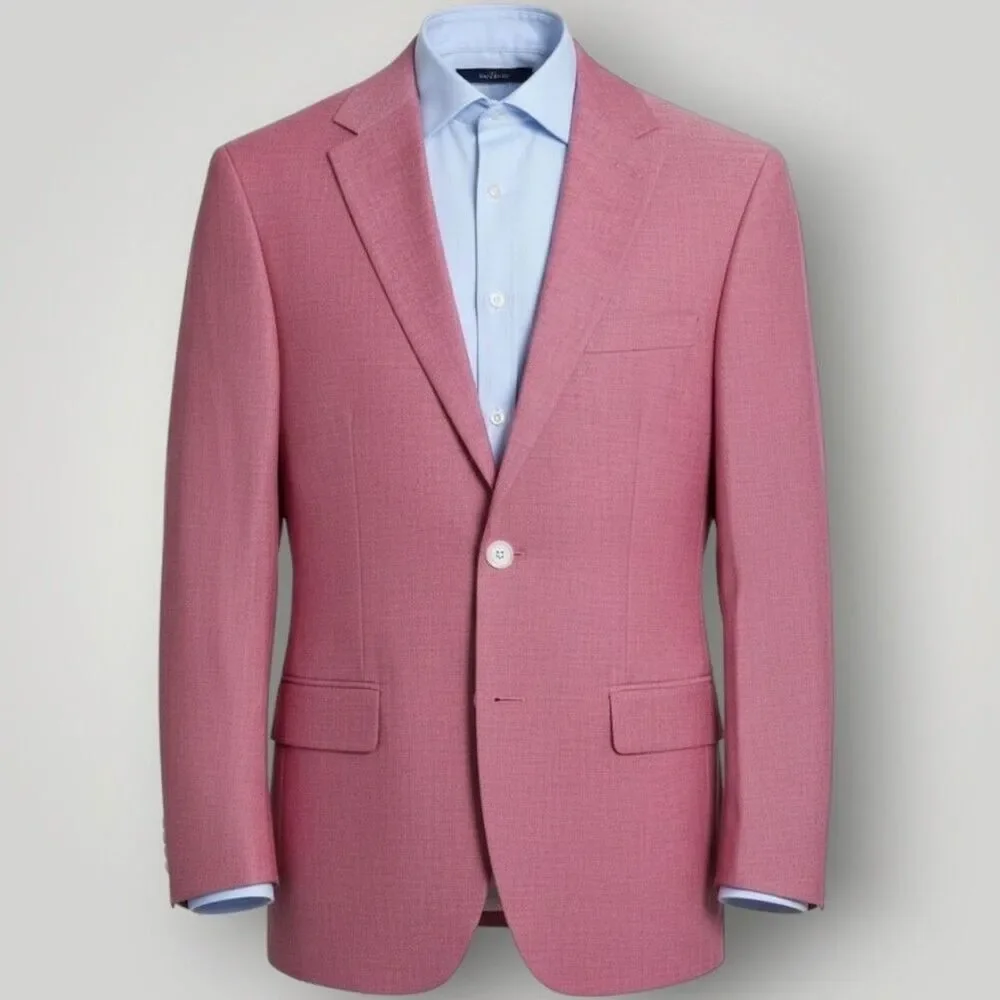 TOMMY HILFIGER Mens Blazer 40R Sport Coat 2 Button Suit Jacket Pink Cotton